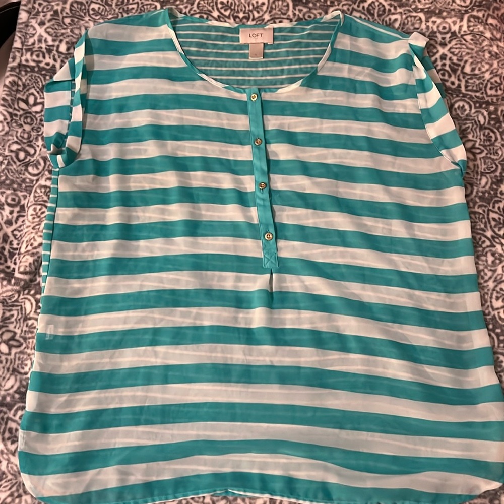 Loft Large blue/white sheer Blouse